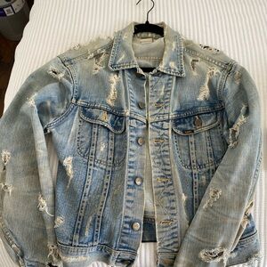 Vintage Distressed Lee Light Wash Denim Jacket sz small